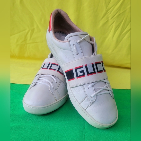 GUCCI ACE LEATHER LOGO STRIPES SNEAKER MEN'S - Picture 11 of 15